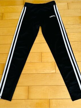 adidas Black Joggers with White Side Stripes